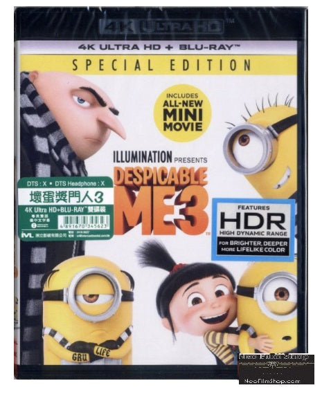 Despicable Me 3 (2017) (4K Ultra HD + Blu Ray) (English Subtitled) (Hong Kong Version) - Neo Film Shop